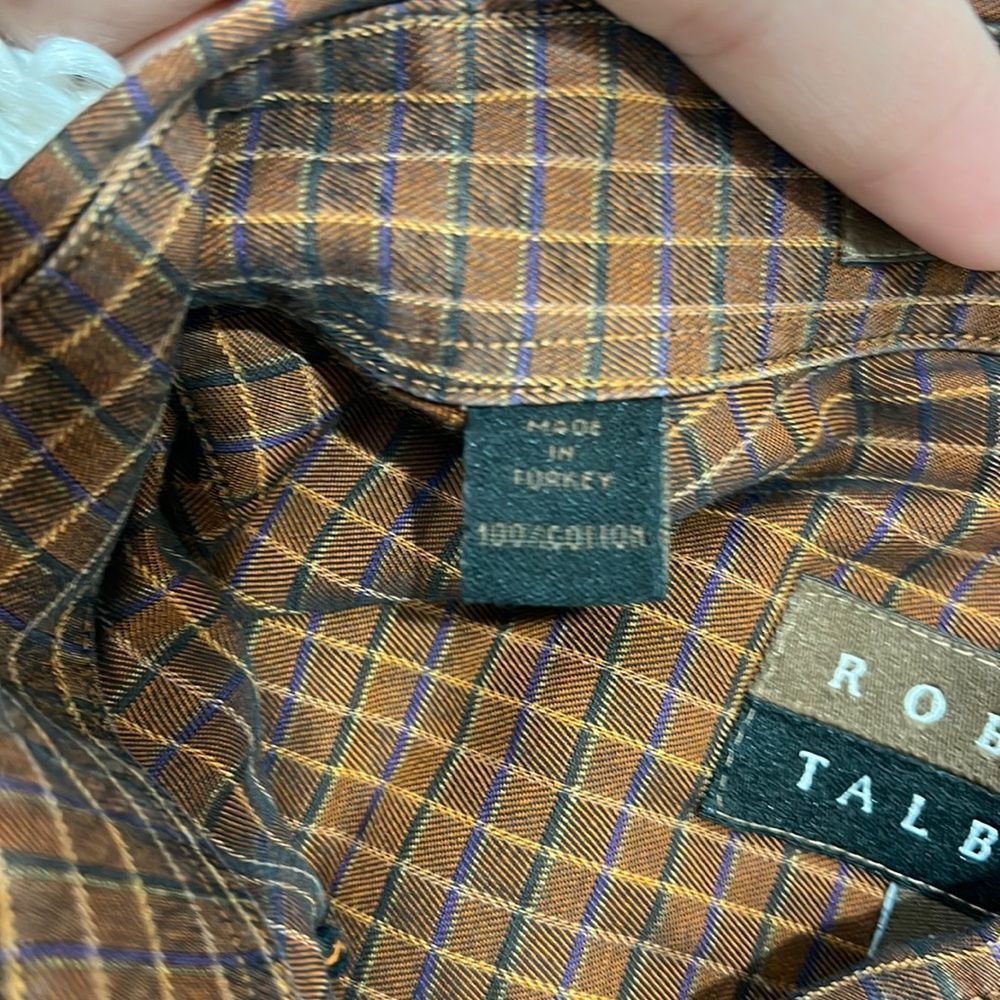 Robert Talbott Burnt Orange Plaid Button Down Shi… - image 5